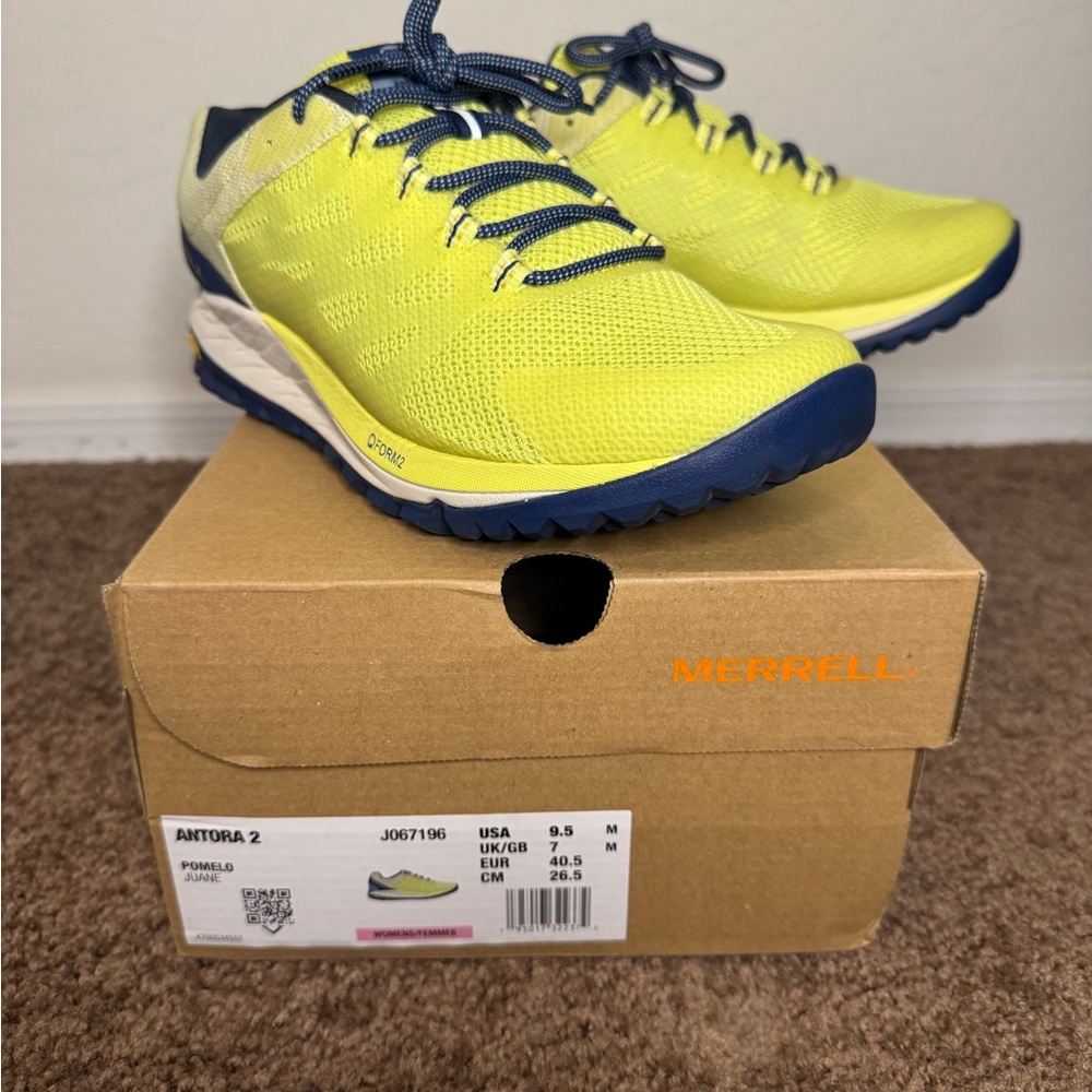 Merrell Women’s Antora 2 Low Top Yellow & Blue Athletic Hiking Shoes